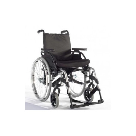 Silla de ruedas de aluminio de 43 cm gris con qr y pierneras y brazos desmontables - Envío Gratuito