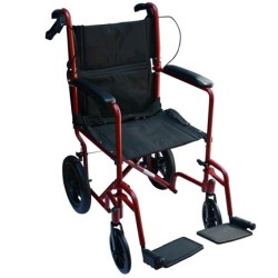 Silla de traslado de aluminio con asiento de 19" color rojo - Envío Gratuito