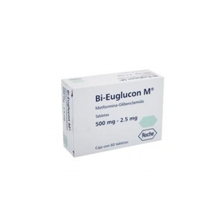 Bi-Euglucon M 60 Tabletas 500 (2.5mg) - Envío Gratuito